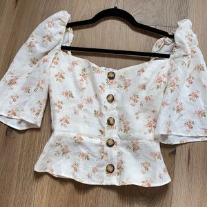 Reformation puffed shoulder top